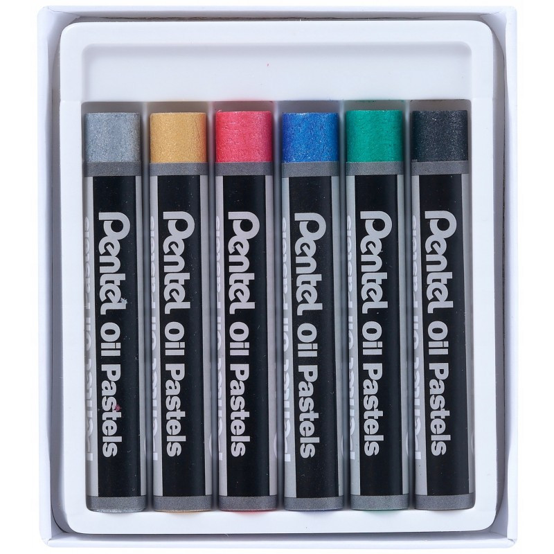 Kredki pastele olejne 6kol. metaliczne Pentel PHN-M6